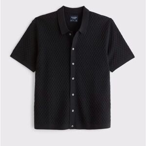 Abercrombie & Fitch Men’s Diamond Stitch Button-Through Sweater Polo Knit Small